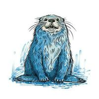 Otter schetsen waterverf grafisch illustratie schattig clip art trek water wilde vrouw foto