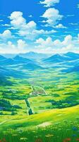 fantastisch panorama landschap anime helder vrijheid inspiratie behang smartphone illustratie foto