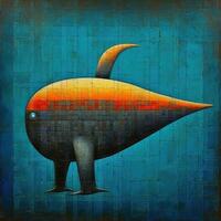 walvis kubisme kunst olie schilderij abstract meetkundig grappig tekening illustratie poster tattoo foto