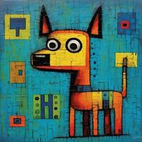 hond puppy kubisme kunst olie schilderij abstract meetkundig grappig tekening illustratie poster tattoo foto