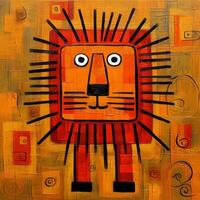 leeuw koning kubisme kunst olie schilderij abstract meetkundig grappig tekening illustratie poster tattoo foto