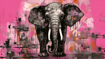 olifant expressief kinderen dier illustratie schilderij plakboek getrokken artwork schattig tekenfilm foto