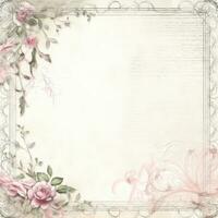 plakboek teder waterverf illustratie hand- getrokken pastel romantisch afdrukken grens kader bruiloft foto