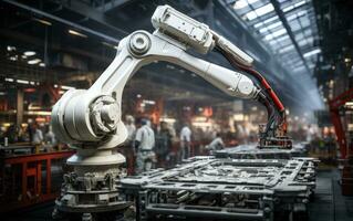 robot arm bijeenkomst machine fabriek werkplaats vonken foto fabricage geautomatiseerd productie