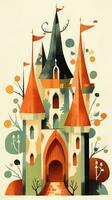 koning kasteel sprookje karakter tekenfilm illustratie fantasie schattig tekening boek kunst poster grafisch foto