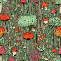 champignons pastel naadloos achtergrond plakboek flanel textiel afdrukken illustratie patroon foto
