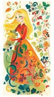 rapunzel sprookje karakter tekenfilm illustratie fantasie schattig tekening boek kunst poster grafisch foto