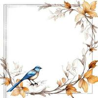 vogel bloemen kader groet kaart scrapbooking waterverf teder illustratie grens bruiloft foto