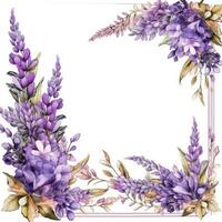 lavendel bloemen kader groet kaart scrapbooking waterverf teder illustratie grens bruiloft foto