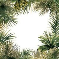 palm bladeren bloemen kader groet kaart scrapbooking waterverf teder illustratie grens bruiloft foto