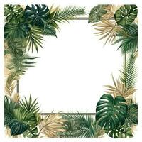 palm bladeren bloemen kader groet kaart scrapbooking waterverf teder illustratie grens bruiloft foto