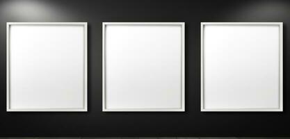 drie blanco leeg kader poster mockup portefeuille leven kamer presentatie meubilair leven kamer foto
