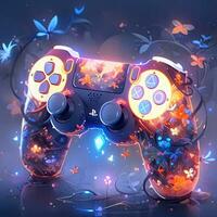 troosten dualshock gamepad anime futuristische illustratie mystiek fantasie kunst gloeiend digitaal foto