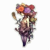 fee meisje demon bloemen tatoeëren sticker illustratie halloween eng griezelig verschrikking gek duivel foto