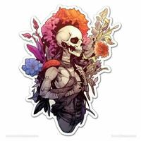 fee meisje demon bloemen tatoeëren sticker illustratie halloween eng griezelig verschrikking gek duivel foto