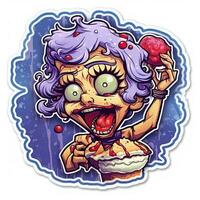 bosbes taart tatoeëren sticker illustratie halloween eng griezelig verschrikking gek duivel foto