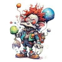 gek clown pennywise schetsen karikatuur beroerte tekening illustratie vector getrokken mascotte clip art foto