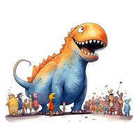 dinosaurus schetsen karikatuur beroerte tekening illustratie vector hand- getrokken gek mascotte clip art foto