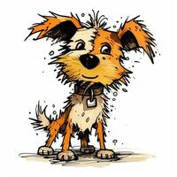 hond puppy schetsen karikatuur beroerte tekening illustratie vector hand- getrokken gek mascotte clip art foto