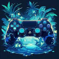 troosten dualshock gamepad anime futuristische illustratie mystiek fantasie kunst gloeiend digitaal foto