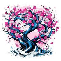 sakura boom kers speels illustratie schetsen collage expressief artwork clip art schilderij foto