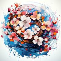 sakura boom kers speels illustratie schetsen collage expressief artwork clip art schilderij foto