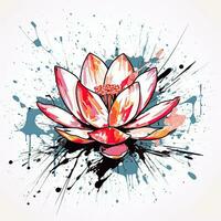 bloem lotus Japan speels illustratie schetsen collage expressief artwork clip art schilderij foto
