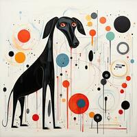 hond puppy abstract karikatuur surrealistische speels schilderij illustratie tatoeëren geometrie modern foto