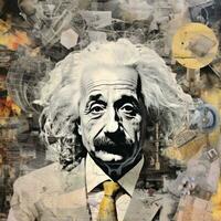 Einstein gezicht abstract collage plakboek geel retro wijnoogst surrealistisch illustratie foto