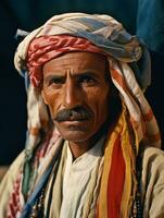 Arabisch Mens van de vroeg jaren 1900 gekleurde oud foto ai generatief