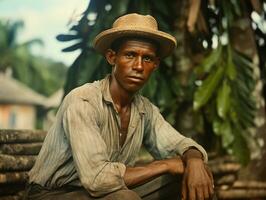 braziliaans Mens van de vroeg jaren 1900 gekleurde oud foto ai generatief