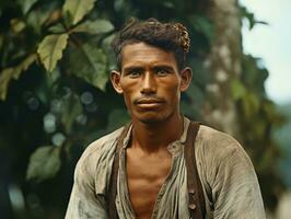 braziliaans Mens van de vroeg jaren 1900 gekleurde oud foto ai generatief