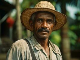 braziliaans Mens van de vroeg jaren 1900 gekleurde oud foto ai generatief