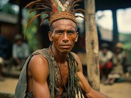 braziliaans Mens van de vroeg jaren 1900 gekleurde oud foto ai generatief