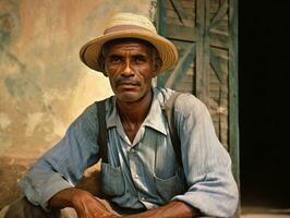 braziliaans Mens van de vroeg jaren 1900 gekleurde oud foto ai generatief