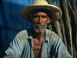 braziliaans Mens van de vroeg jaren 1900 gekleurde oud foto ai generatief