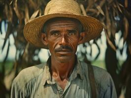 braziliaans Mens van de vroeg jaren 1900 gekleurde oud foto ai generatief
