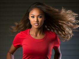 dynamisch fotograaf van vrouw atleet ai generatief foto