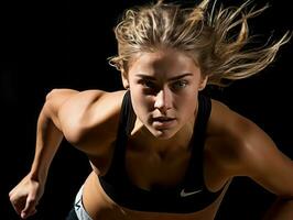 dynamisch fotograaf van vrouw atleet ai generatief foto