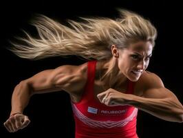 dynamisch fotograaf van vrouw atleet ai generatief foto