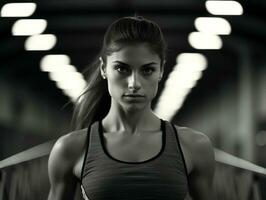 dynamisch fotograaf van vrouw atleet ai generatief foto