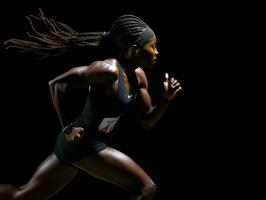 dynamisch fotograaf van vrouw atleet ai generatief foto