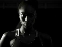 dynamisch fotograaf van vrouw atleet ai generatief foto