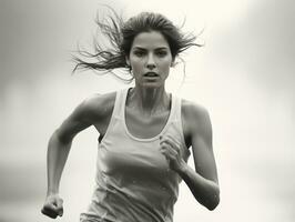 dynamisch fotograaf van vrouw atleet ai generatief foto