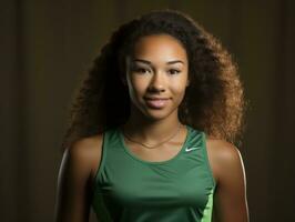 dynamisch fotograaf van vrouw atleet ai generatief foto