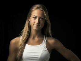 dynamisch fotograaf van vrouw atleet ai generatief foto