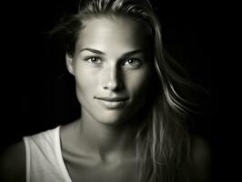 dynamisch fotograaf van vrouw atleet ai generatief foto