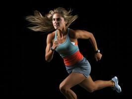 dynamisch fotograaf van vrouw atleet ai generatief foto