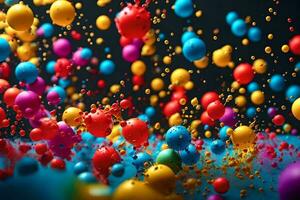 kleurrijk ballen zijn drijvend in de lucht. ai-gegenereerd foto