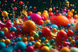 kleurrijk ballen zijn wezen bespat met verf. ai-gegenereerd foto